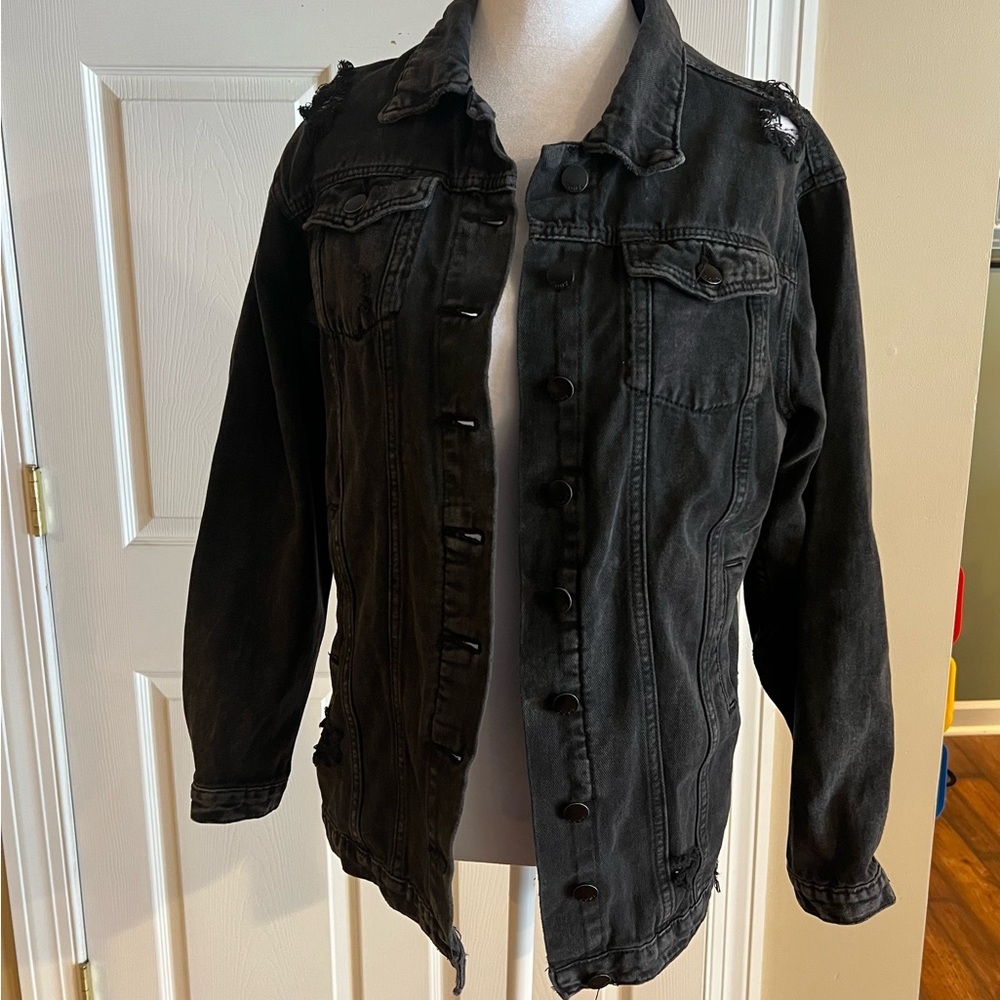 Doux Denim Women's Size Large Black Distressed Jacket